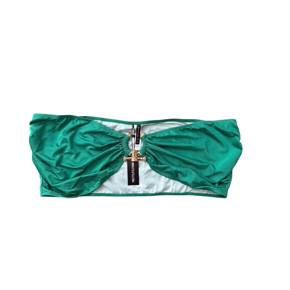 PrettyLittleThing Plus Green Hammered Trim Bikini Top Women's Size 22 US New! - Picture 3 of 9